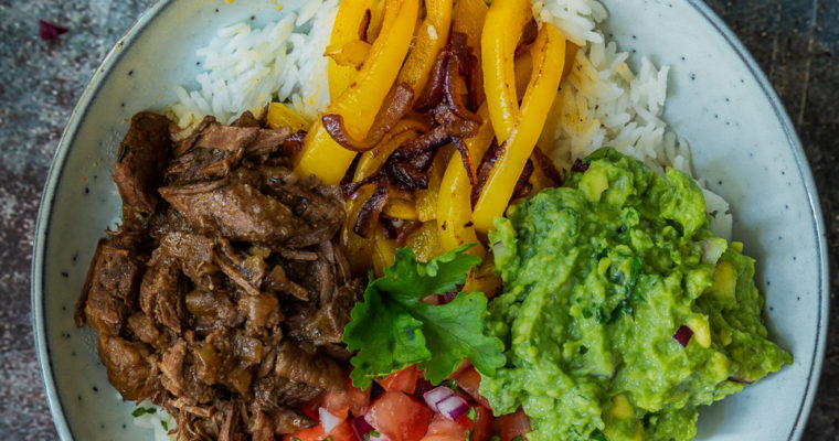 Taco Bowls                             (with slow-cooked beef)