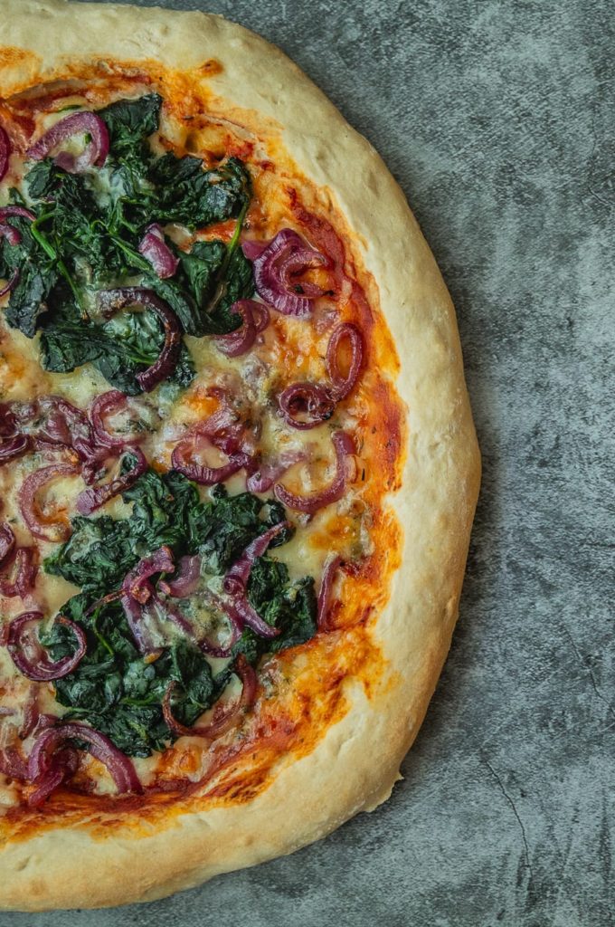 Spinach & Caramelised Onion Pizza