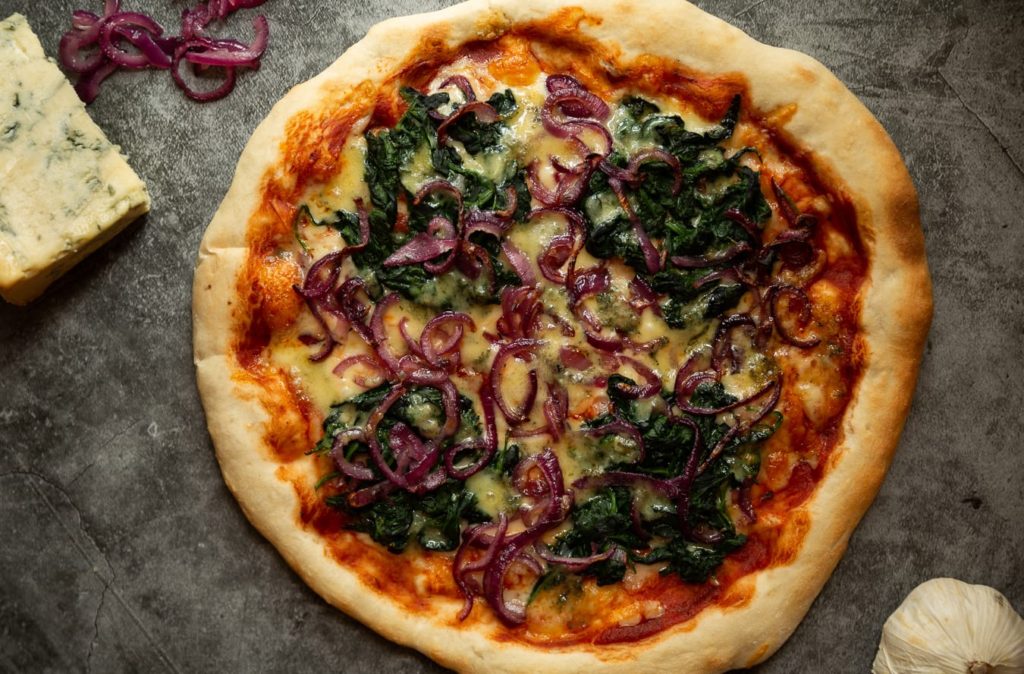 Spinach & Caramelised Onion Pizza