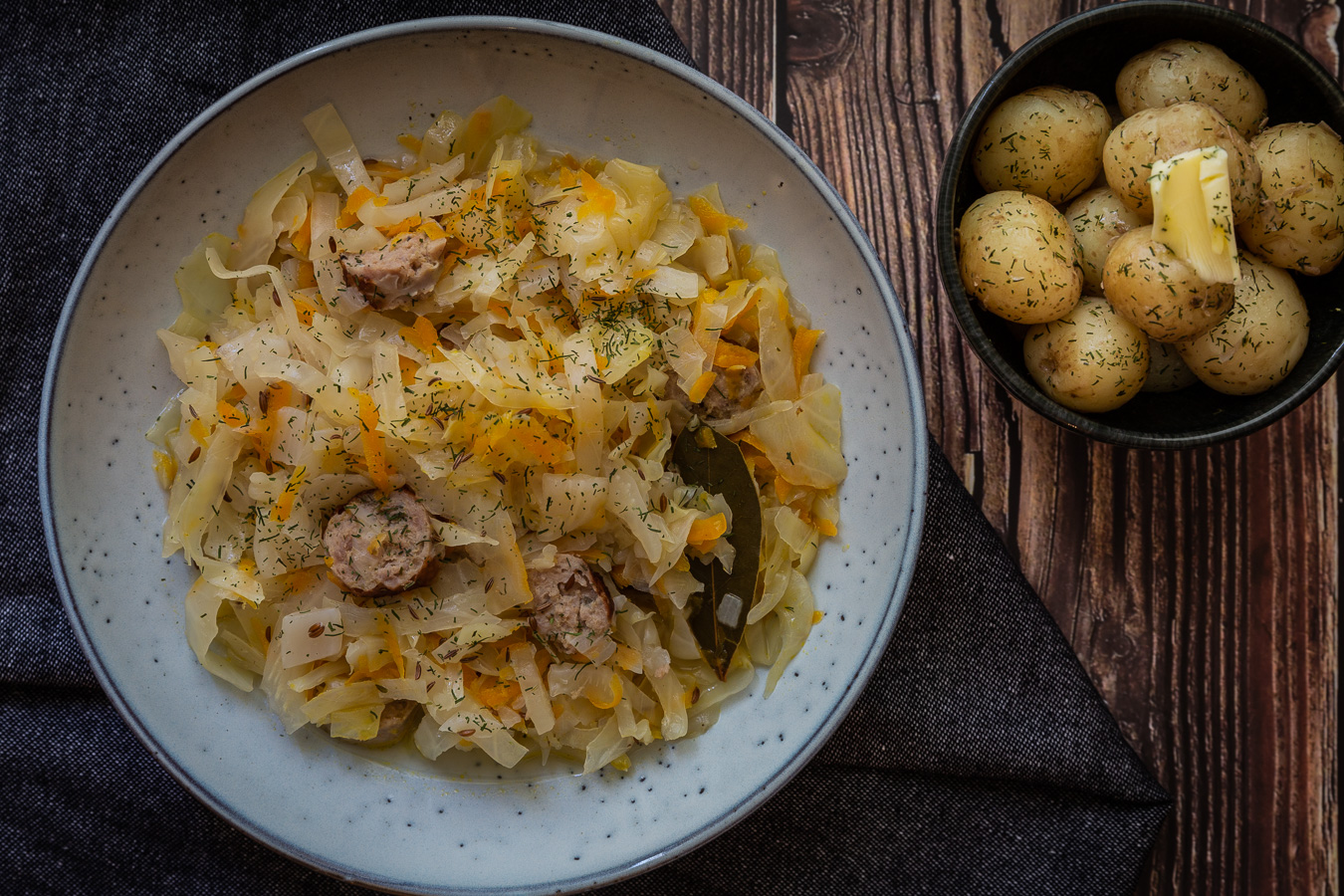 Young Cabbage Bigos (cabbage stew with sausage)