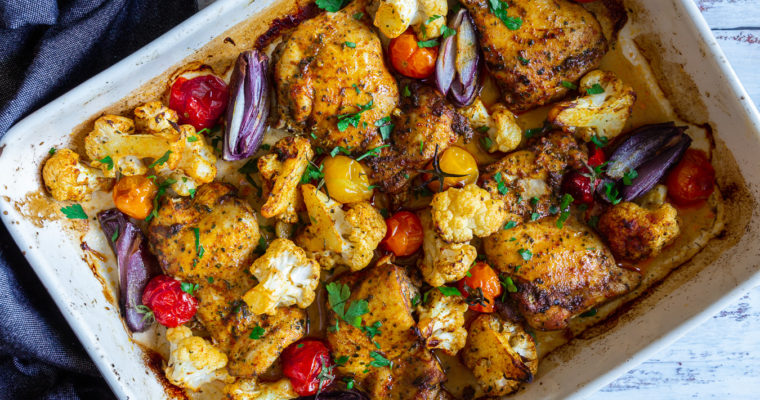 Chicken and cauliflower traybake