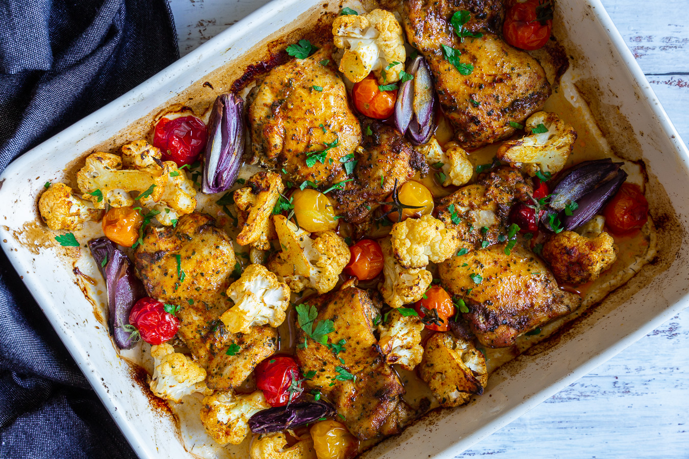 Chicken and cauliflower traybake - Uncommonly Delicious