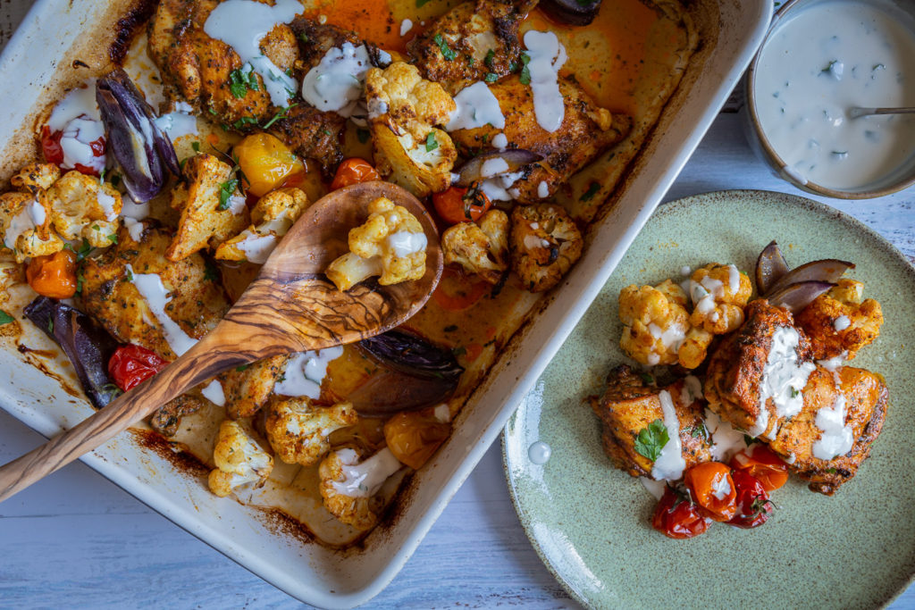 Chicken and cauliflower traybake