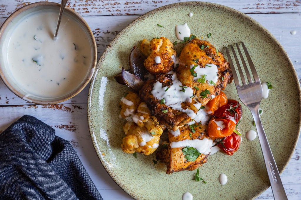 Chicken and cauliflower traybake