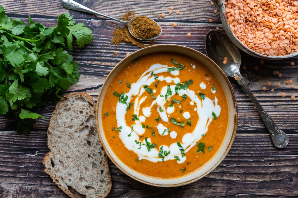 Red Lentil Cream Soup with Tahini