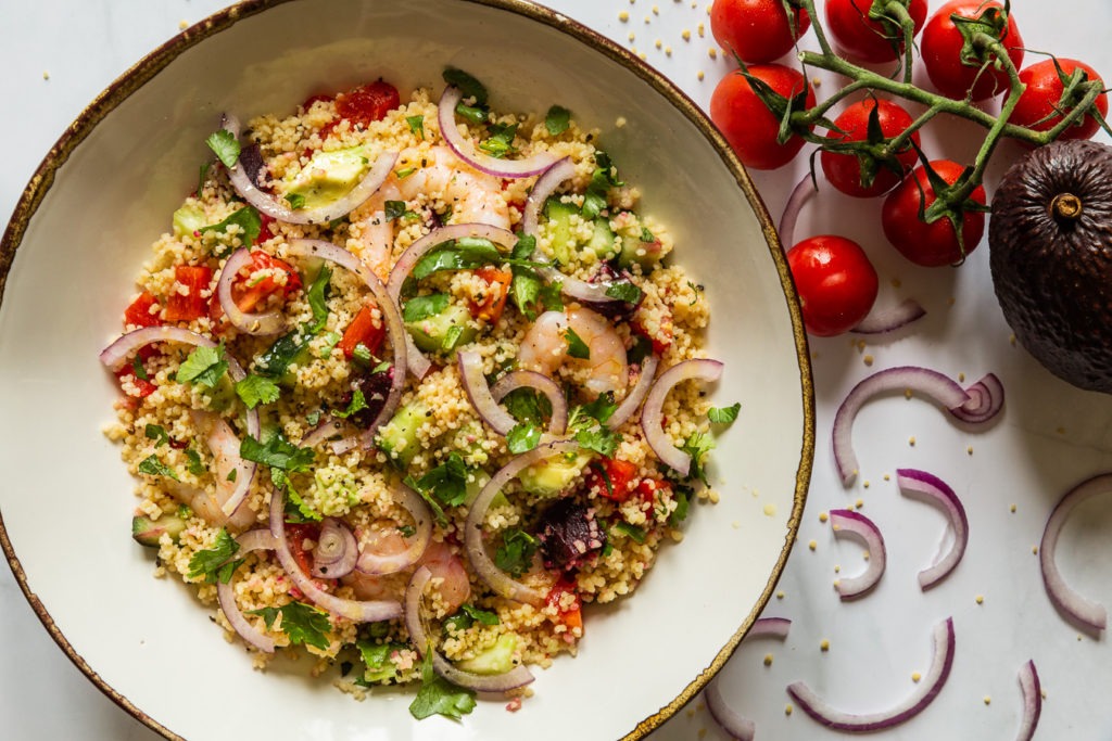 Spring Couscous Salad with Prawns - Uncommonly Delicious