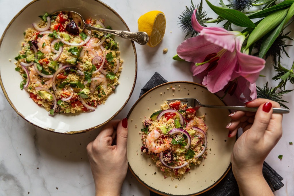 Spring Couscous Salad with Prawns